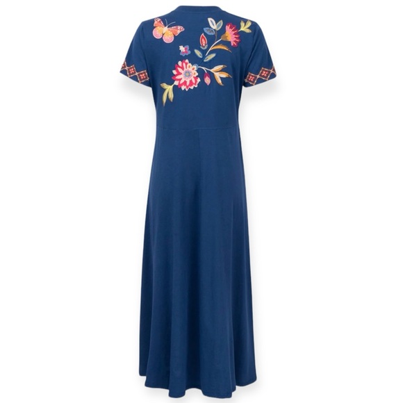 JOHNNY WAS Gracey Dress Crew Neck Swing Maxi Floral Butterfly Embroidery NWT - Picture 3 of 13
